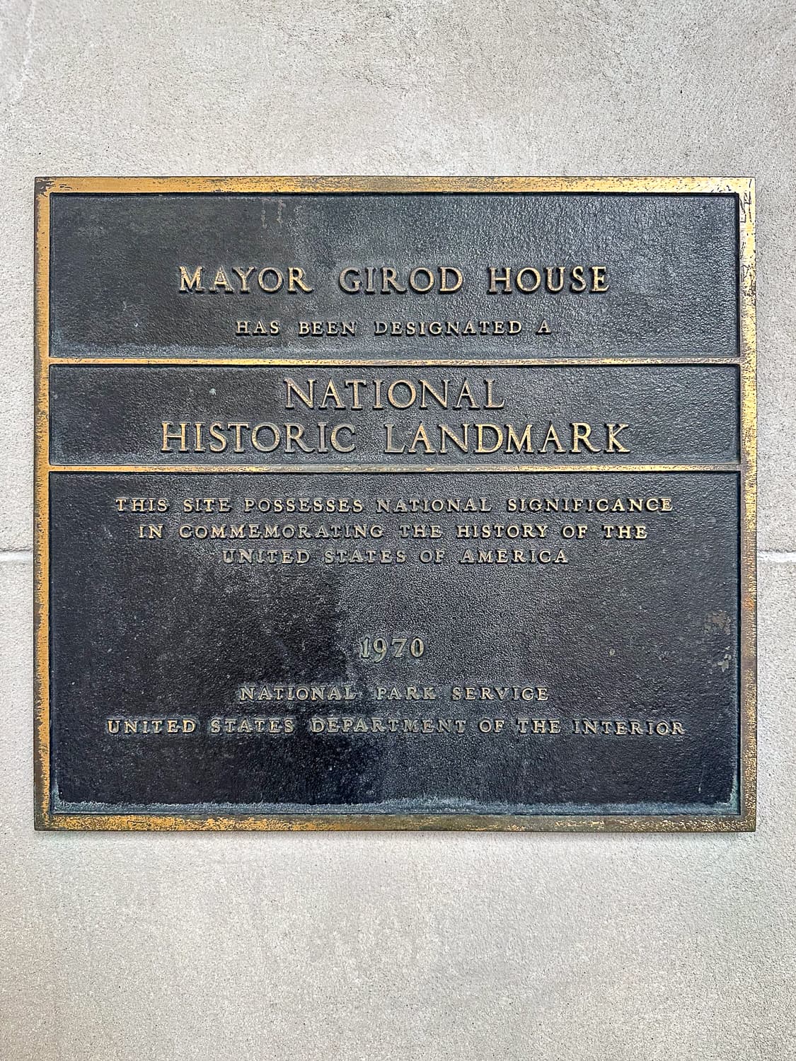 Mayor Girod House Historic Landmark Plaque