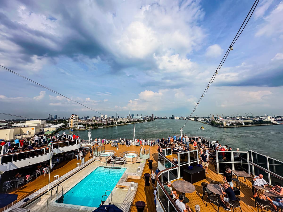 Ms Rotterdam Pool Overlooking Rotterdam Harbor