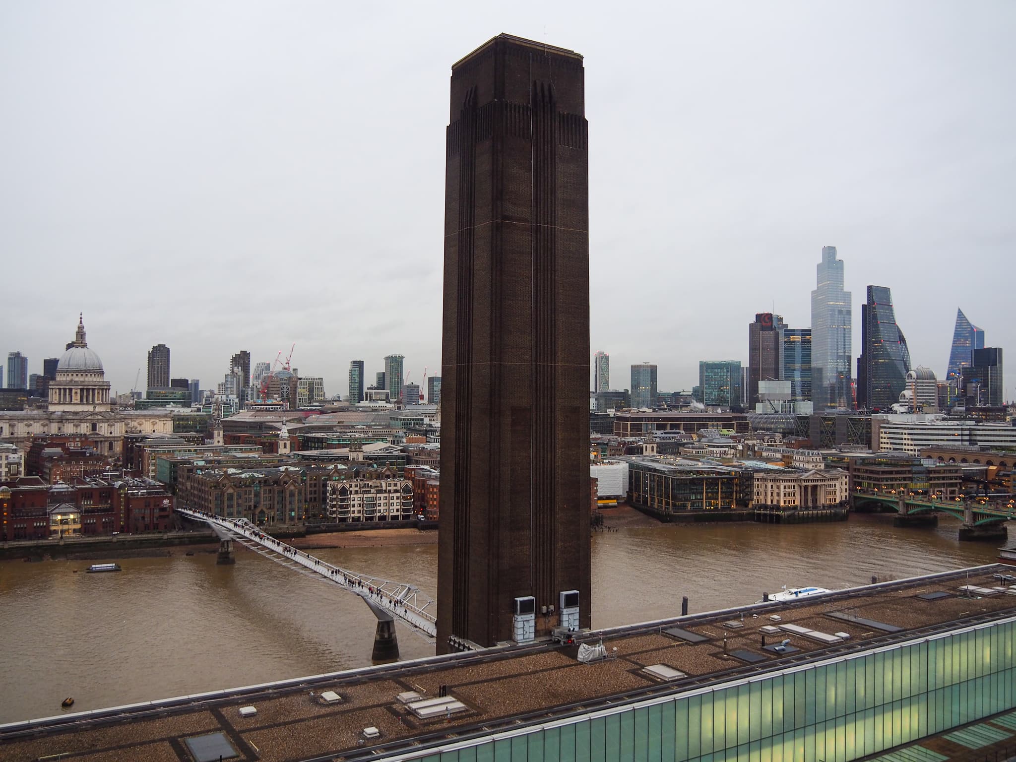 London Skyline Tate Modern St Pauls Millennium Bridge River Thames Cityscape