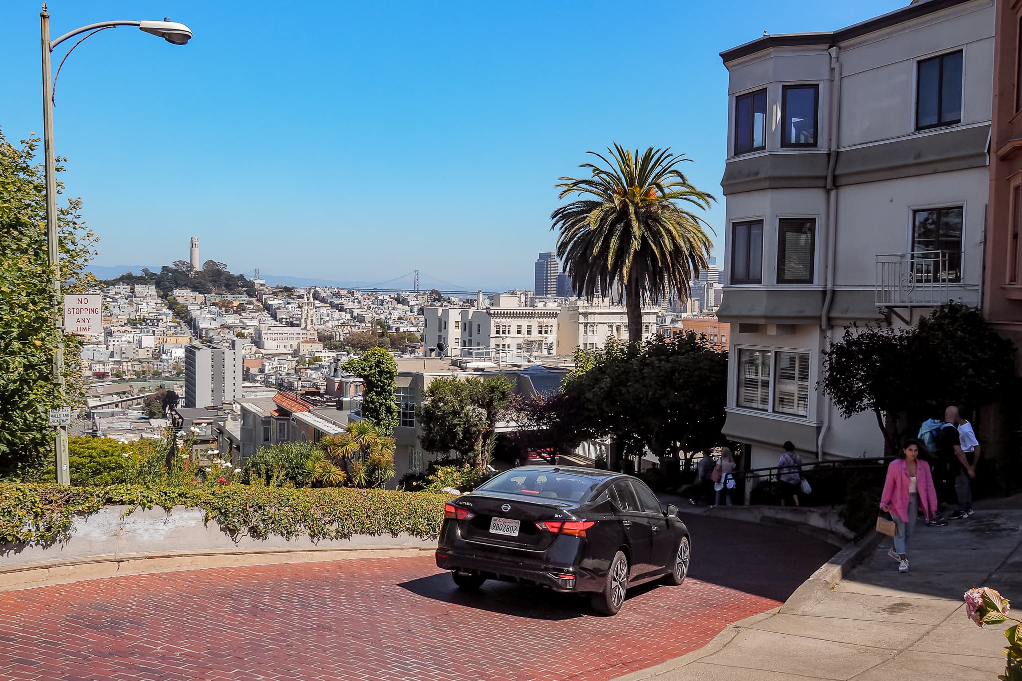 Scenic View Lombard Street Coit Tower San Francisco Sunny Day